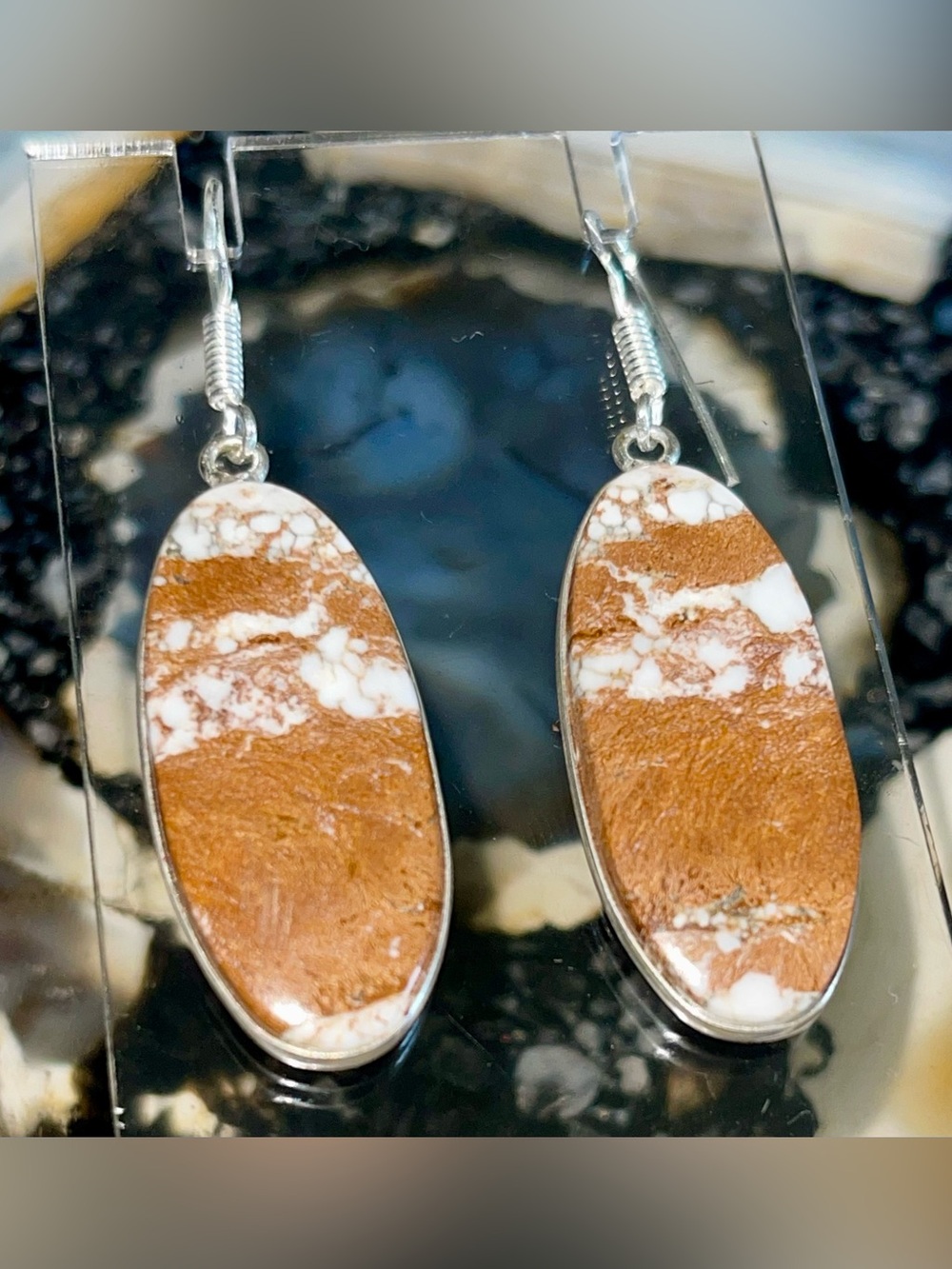 Wild Horse Jasper Magnesite Earrings 2” - Picture 12 of 16